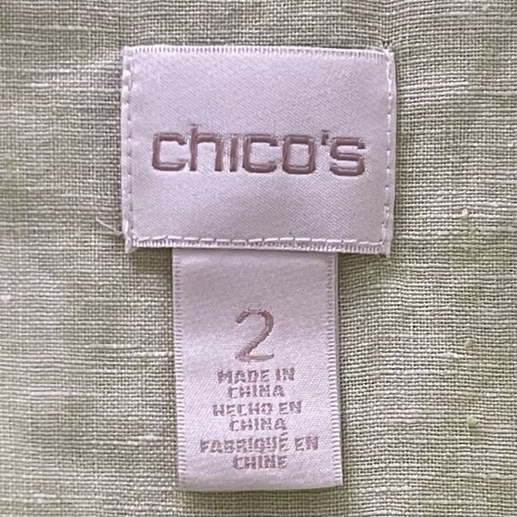Chicos Womens 100% Linen Shirt Dress Size 2 Green Minimalist Coastal Resort - Picture 3 of 9